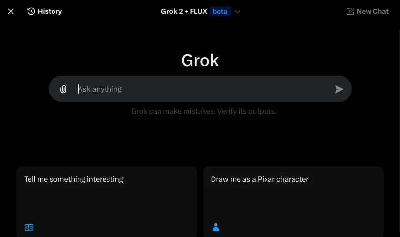 Grok AI interface